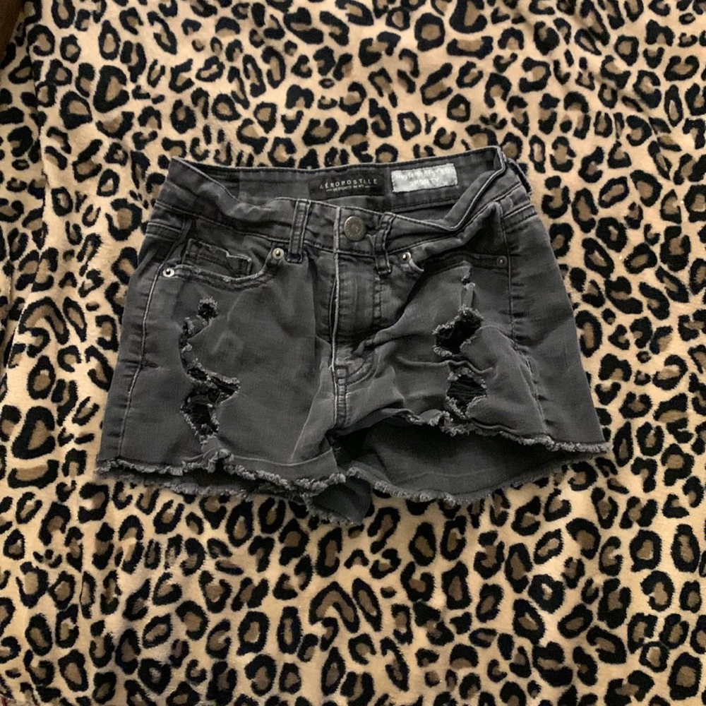 Black jean shorts